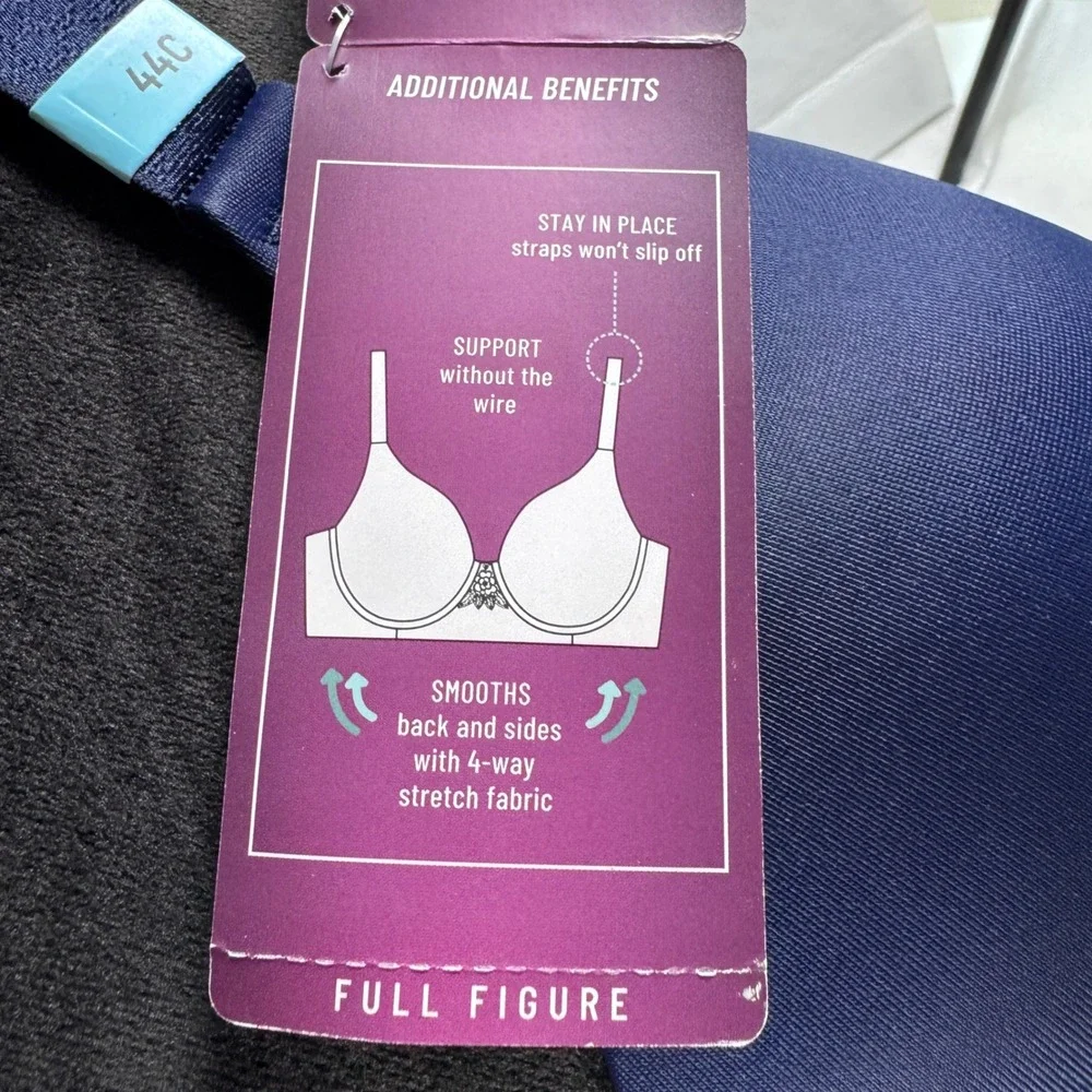 Vanity Fair Beauty Back Wireless Support Womens Bra 71380 Ghost Navy 44C